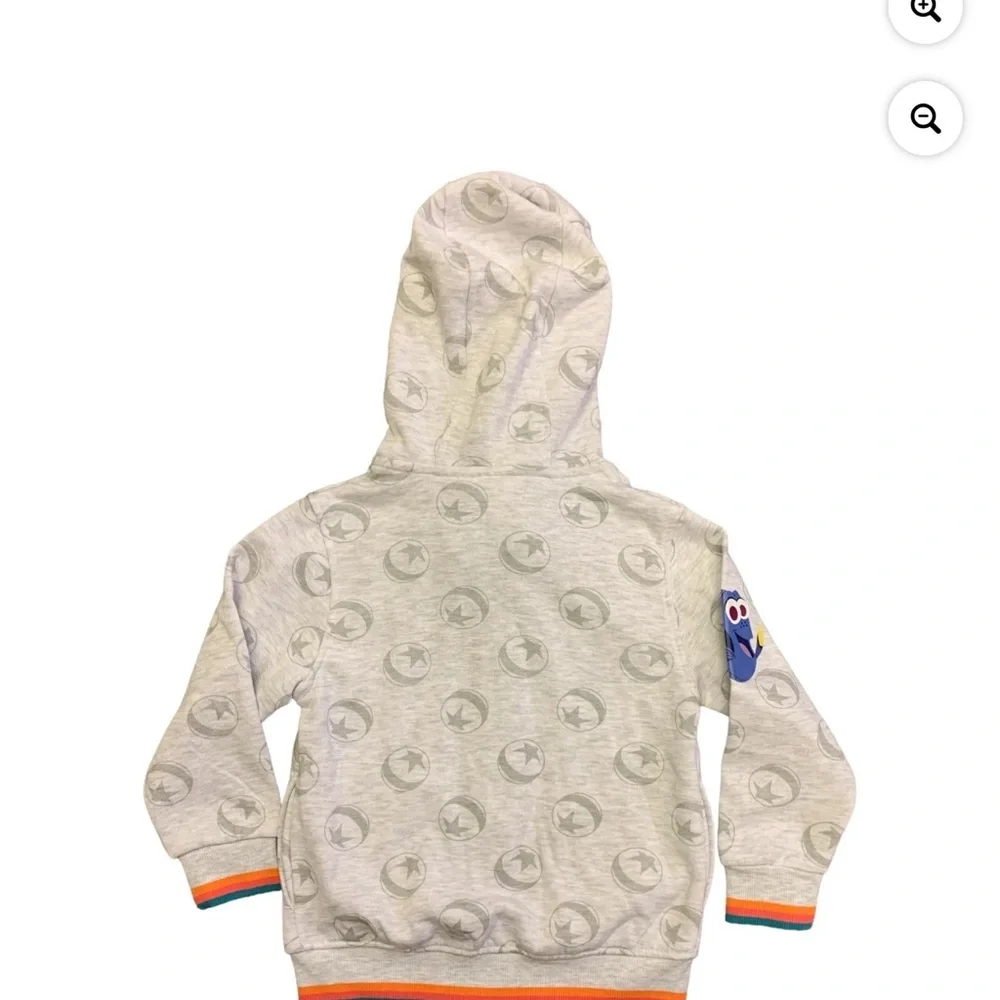 Disney Light Gray Kids Zip-Up Hoodie with Colorful Character Appliqués Unisex 7 - Picture 5 of 7